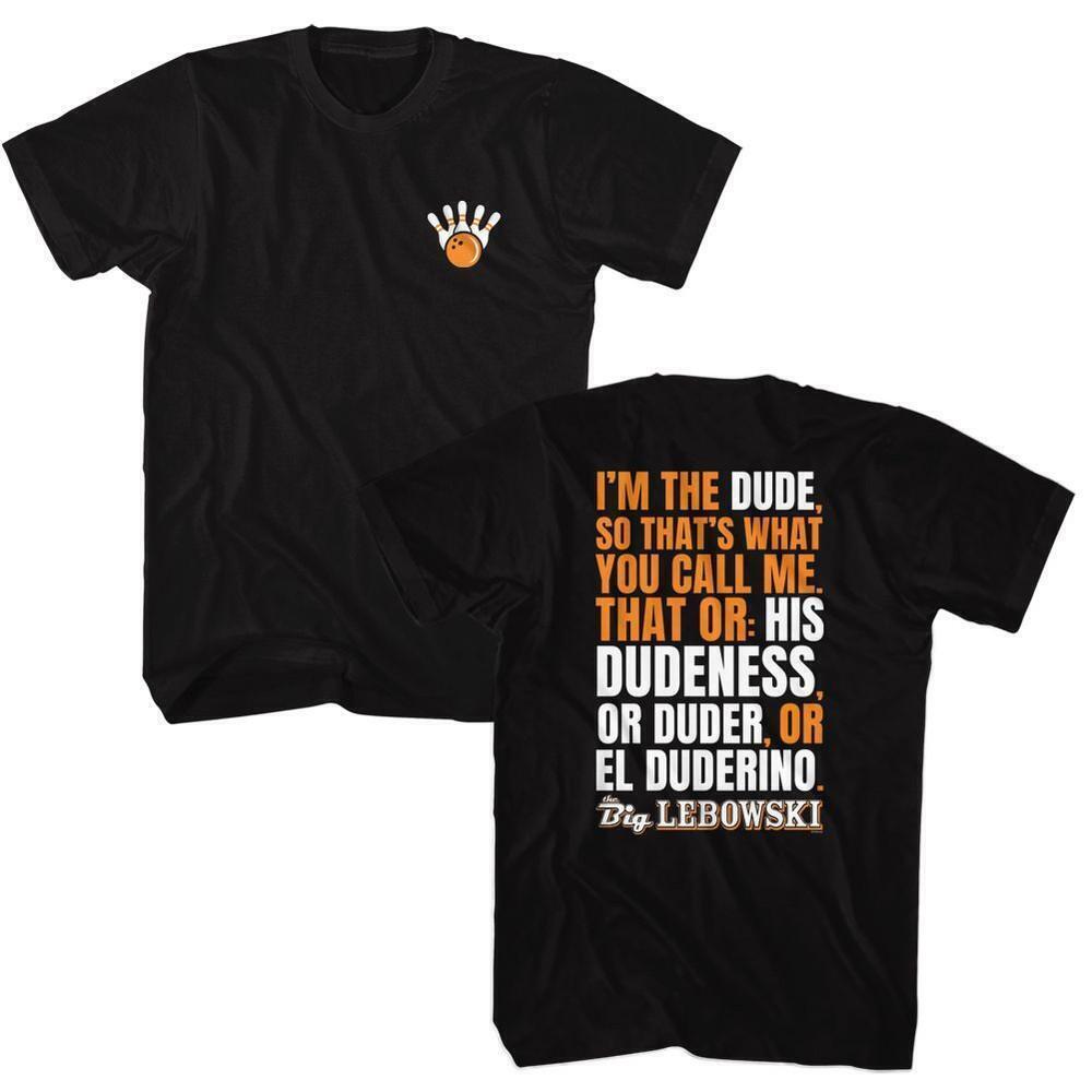 Big Lebowski Im The Dude Black T Shirt 2 Sided